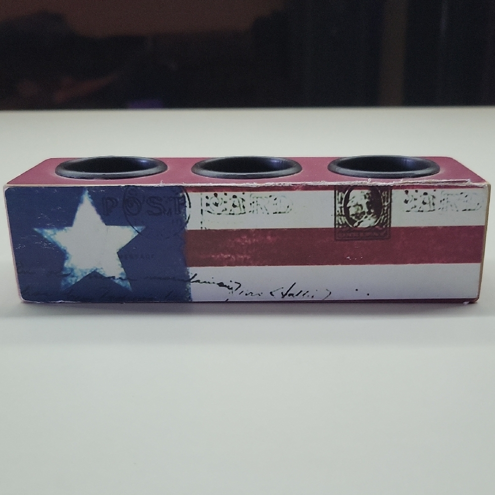 Patriotic Wooden Candle Holder